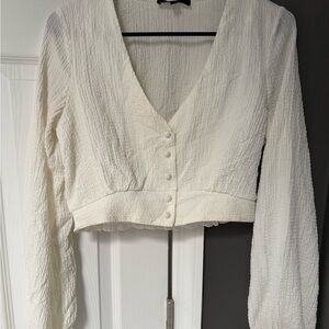Lulu's Cream Textured Button-Up Blouse